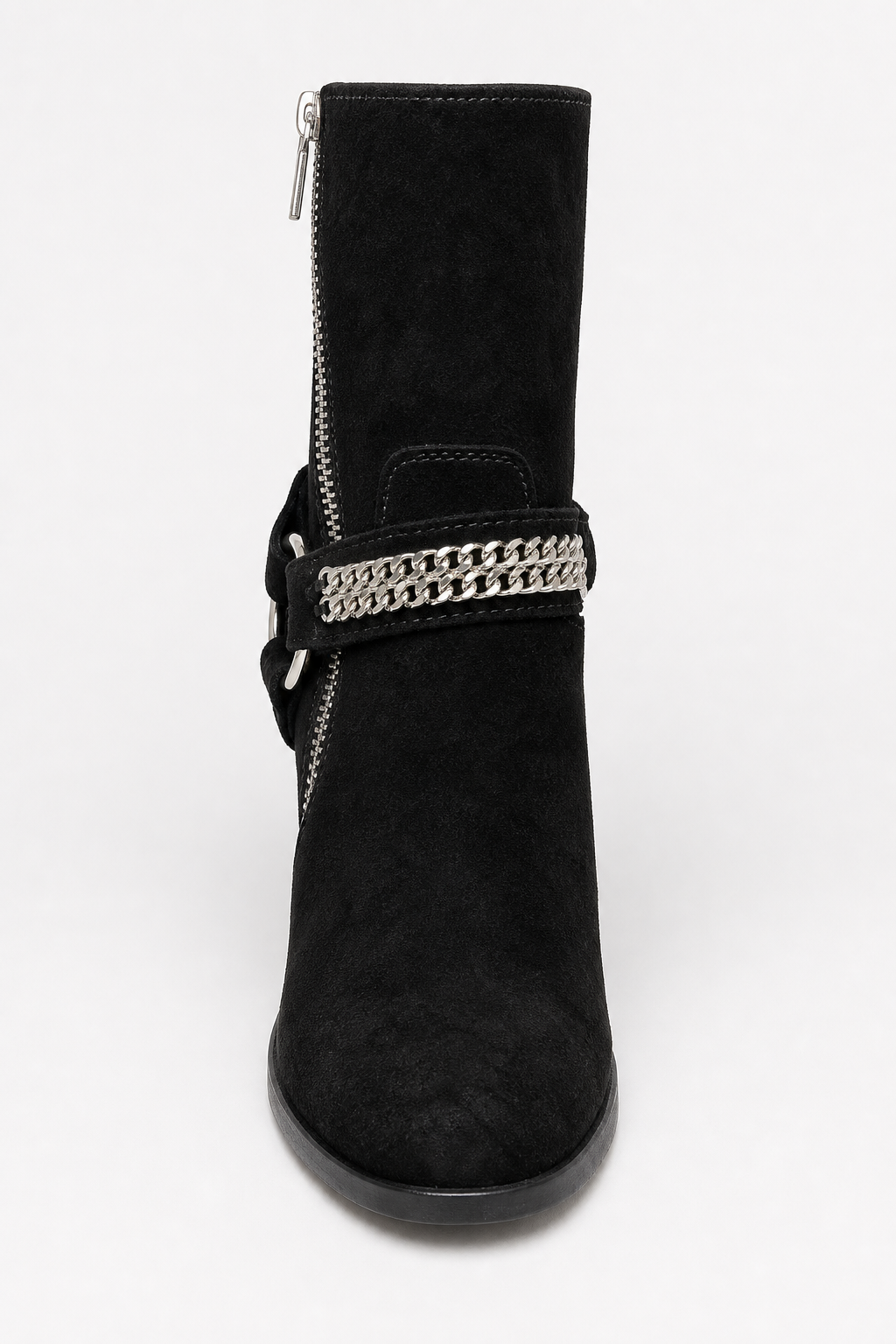 Bottines en Daim Noir à Chaîne et Harnais