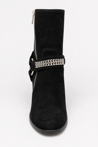 Bottines en Daim Noir à Chaîne et Harnais