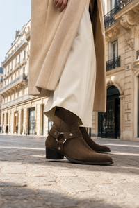 Bottines en Daim Marron à Sangle et Anneau