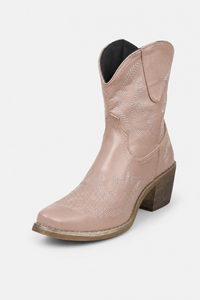 Bottes Santiags Rose Poudré à Broderies Western