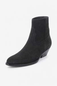 Bottines Santiags en Daim Noir à Talon Cubain