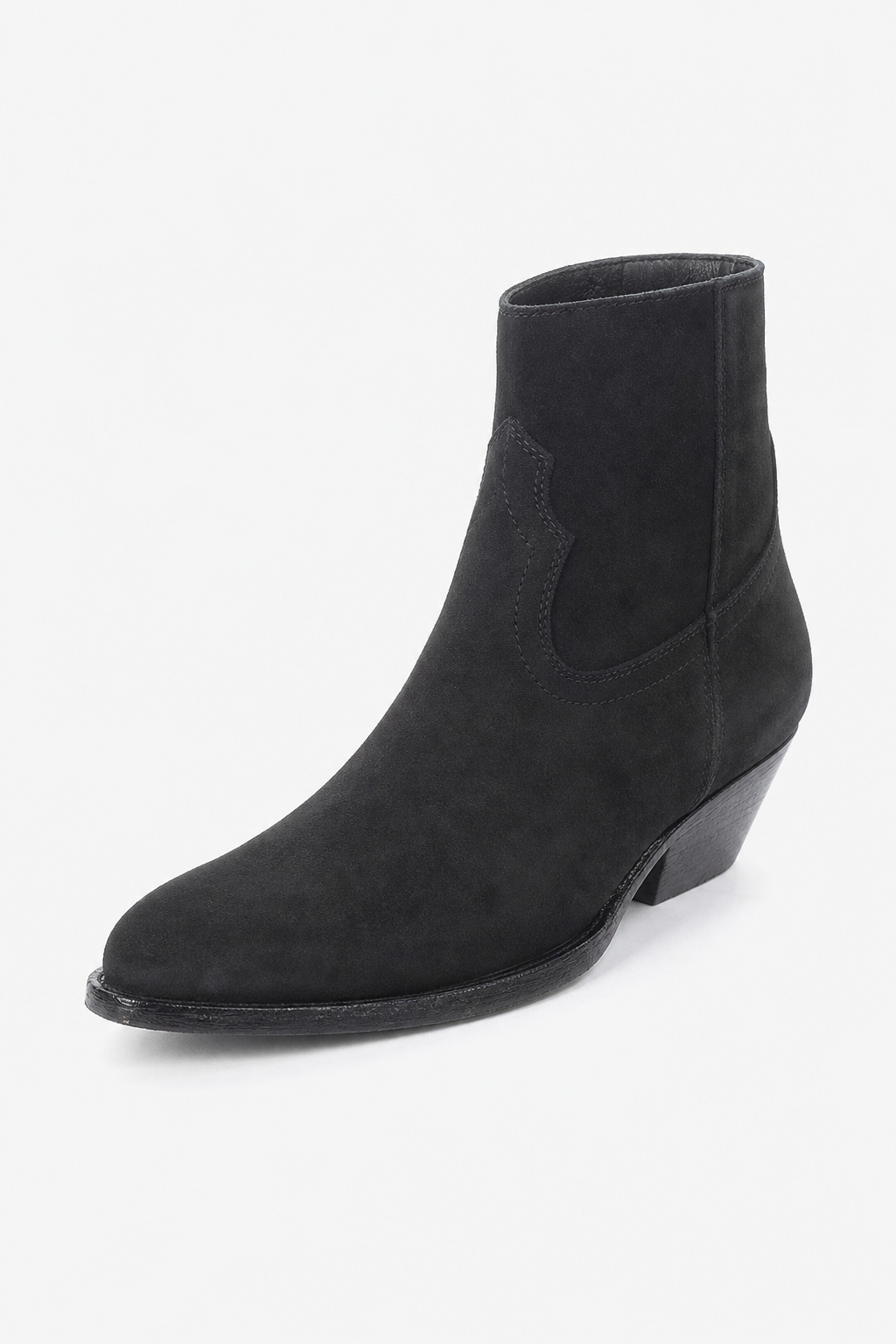 Bottines Santiags en Daim Noir à Talon Cubain