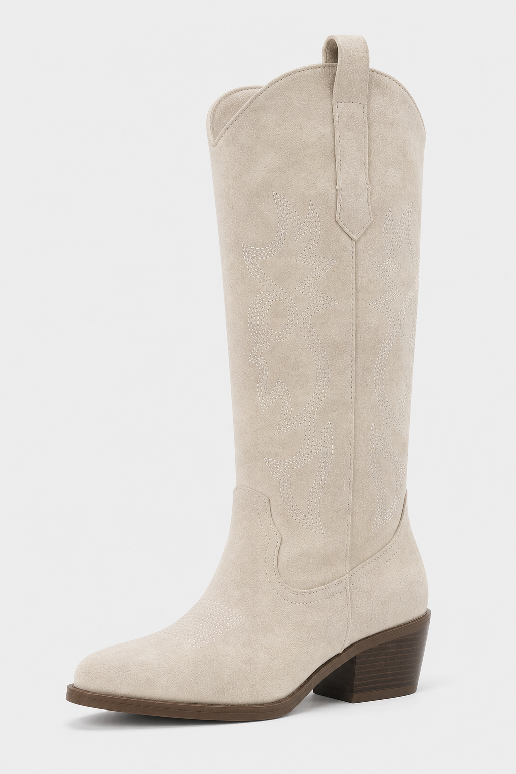 Bottes Santiags en Daim Écrues à Broderies Western