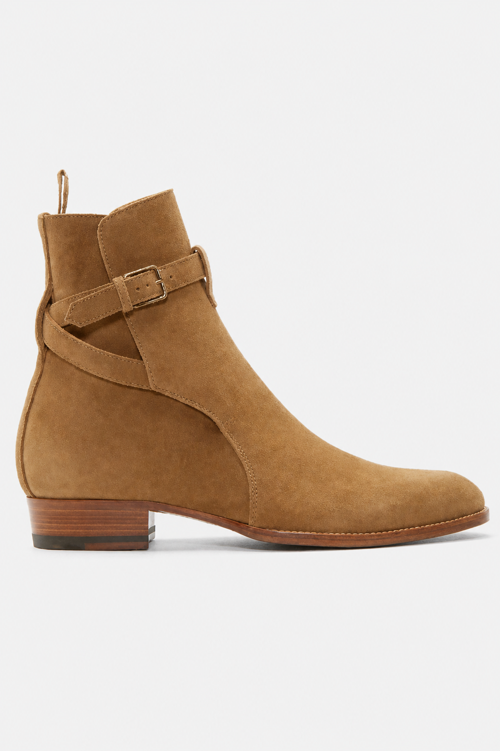 Bottine Homme en Daim Camel à Bride Boucle