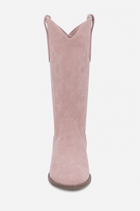 Bottes Santiags en Daim Rose Pâle à Broderies