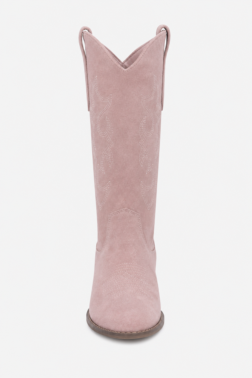 Bottes Santiags en Daim Rose Pâle à Broderies