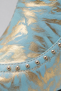 Bottines Homme Bleu Ciel Doré à Bout Métallique et Clous