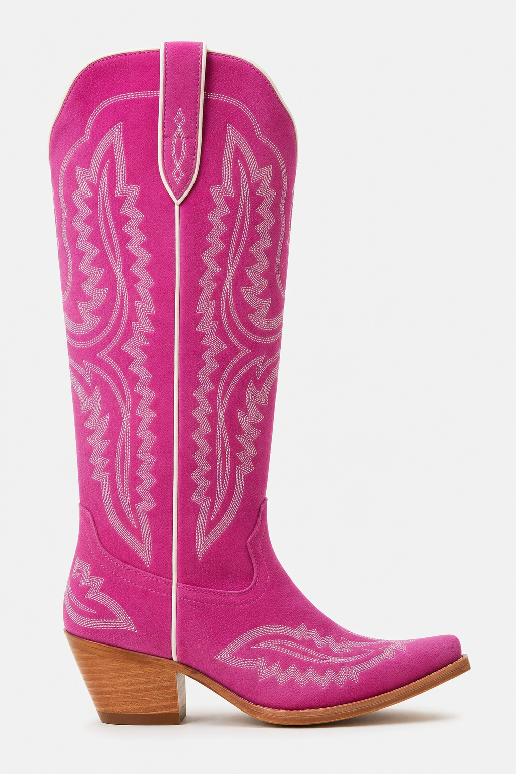 Bottes Santiags en Daim Fuchsia avec Broderies