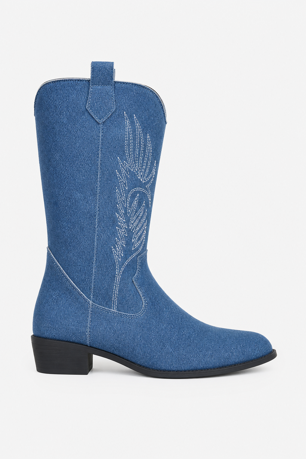 Bottes de Cowboy en Jean Bleu à Broderies Western