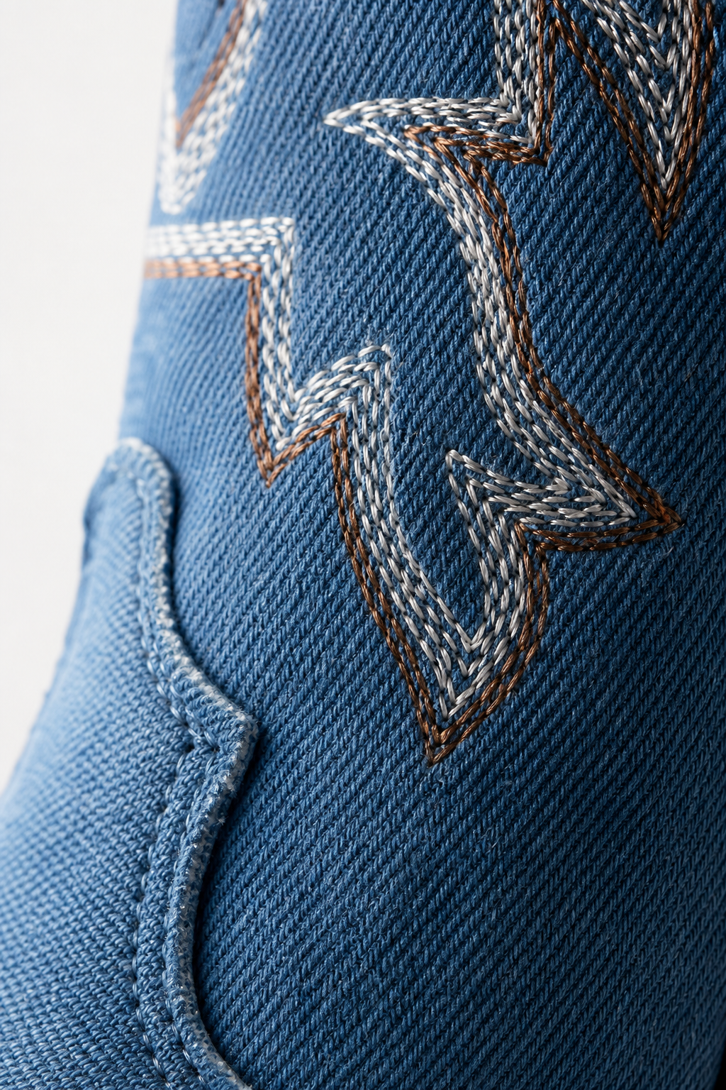 Bottes Santiags en Jean Bleu à Broderies Western