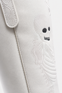 Bottes Santiags Blanches à Broderie Squelette