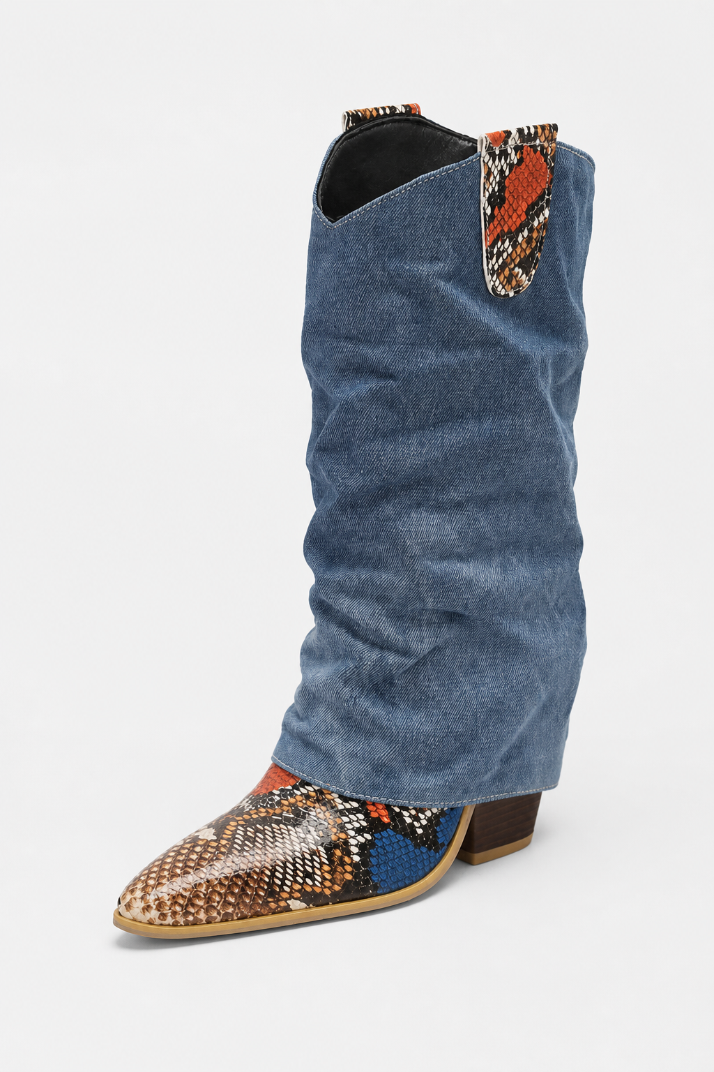 Bottes Santiags en Jean Froissé à Motif Serpent