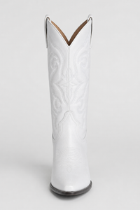 Bottes Santiags Blanches Mi-Mollet Brodées