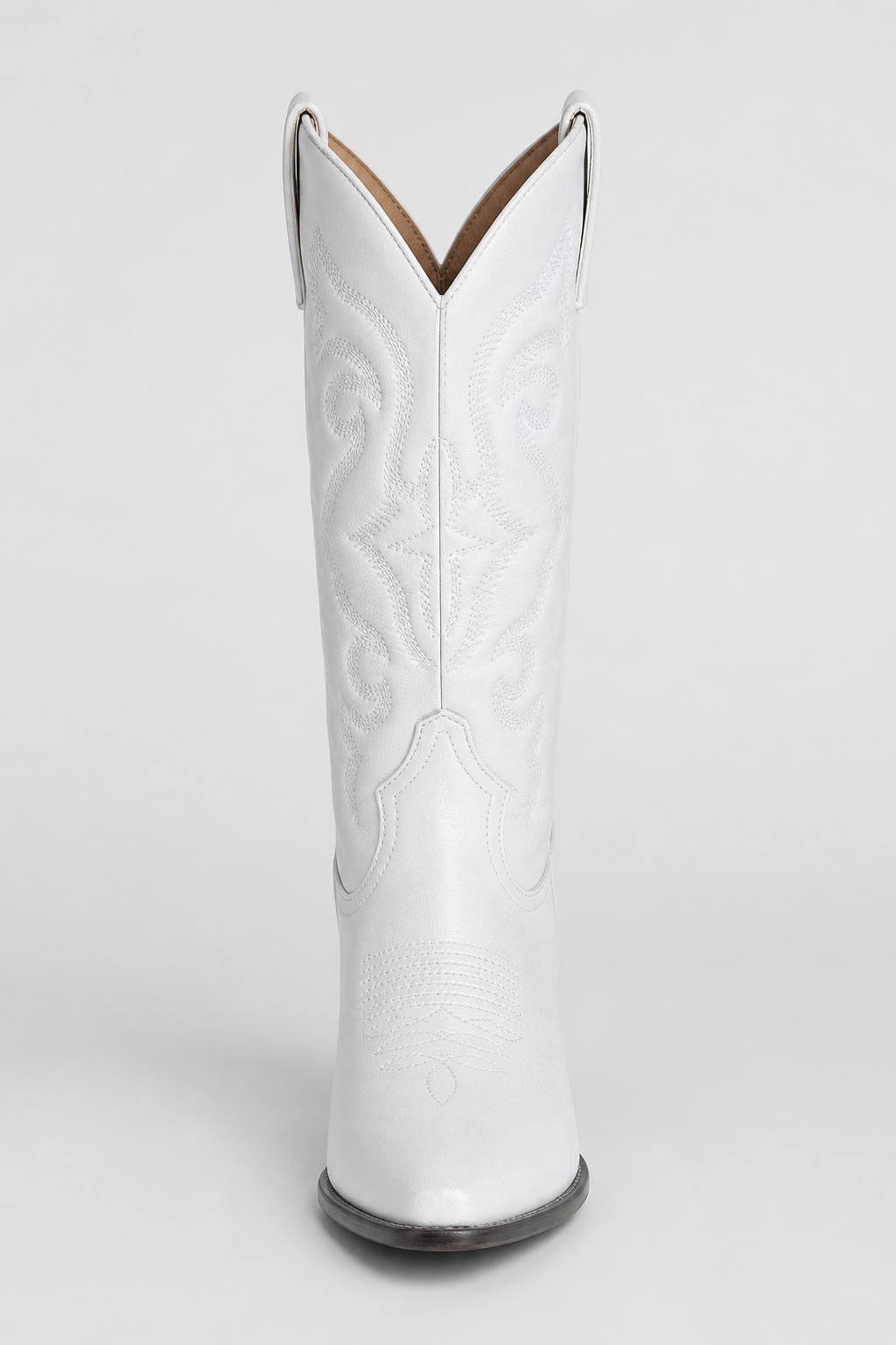 Bottes Santiags Blanches Mi-Mollet Brodées
