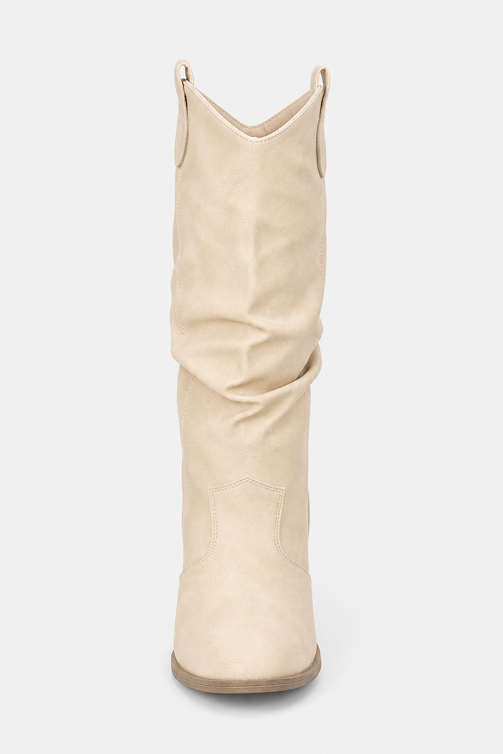 Santiags Plissées en Similicuir Beige Clair