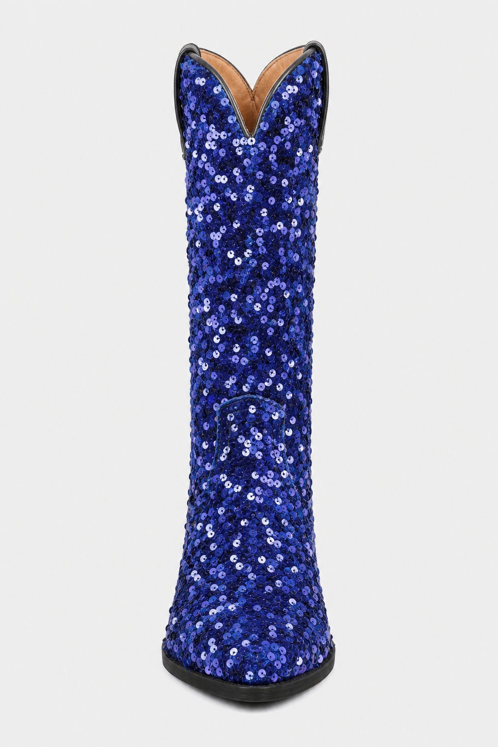 Bottes Santiags à Paillettes Bleu Royal à Talon de 5 cm