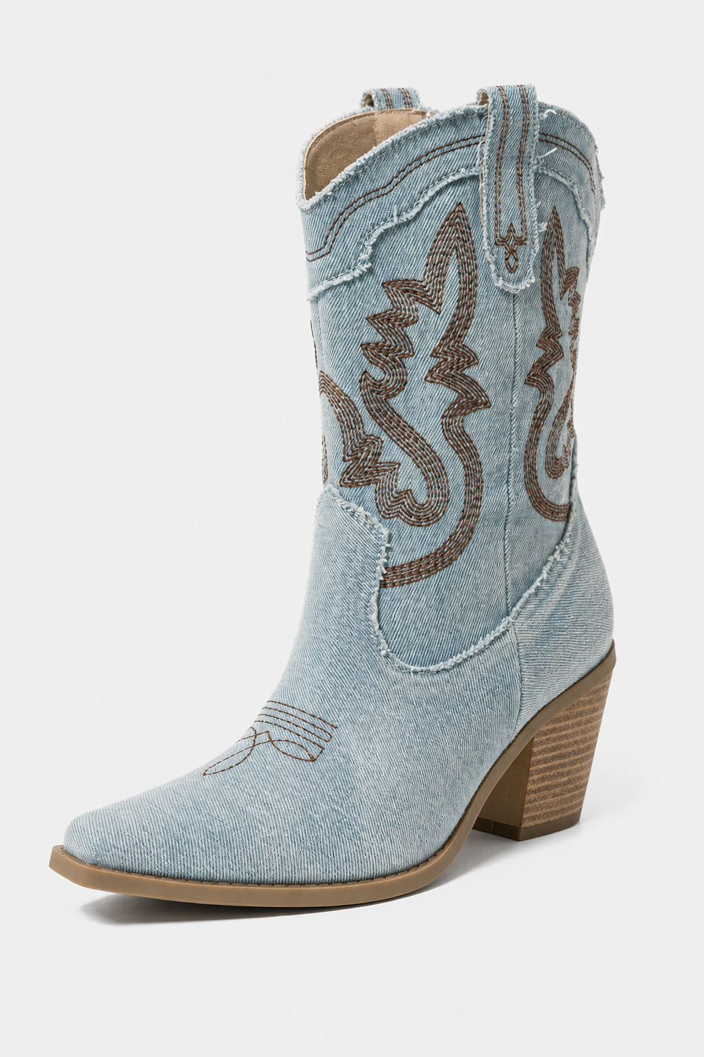 Bottes Santiags en Jean Clair à Broderies Western