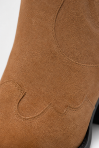 Bottines Santiag en Daim Fauve à Bout Pointu Ombré