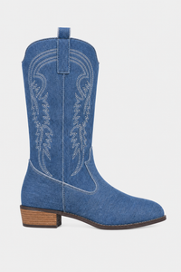 Bottines Country en Jean Bleu à Broderies Western