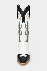 Bottes Santiags Blanches et Noires à Motifs Cactus
