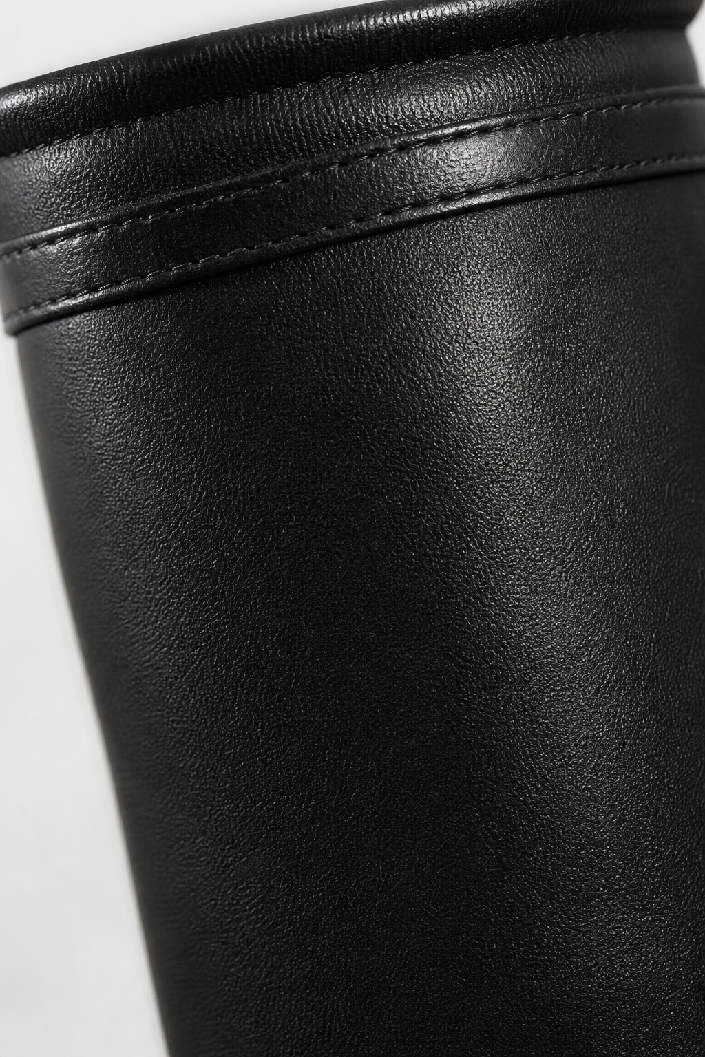 Bottes Mi-Mollet Plissées Noires à Bout Pointu