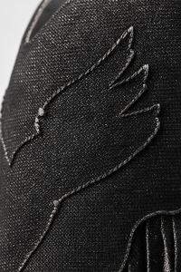 Santiags en Jean Noir à Franges Effilochées