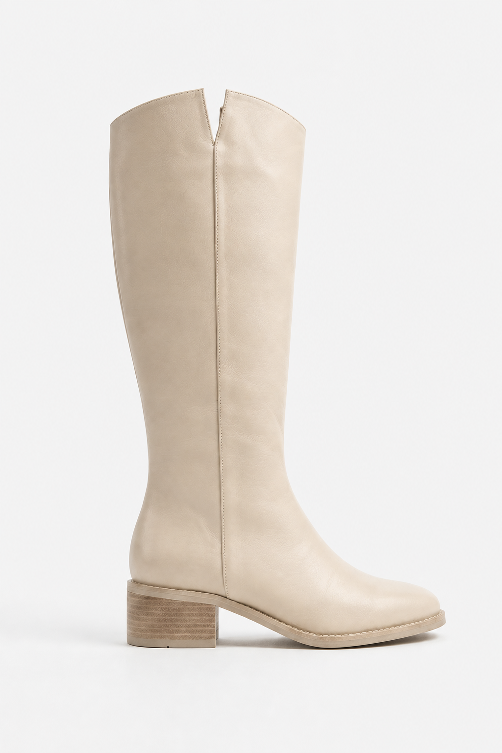 Bottes Santiags Montantes en Similicuir Crème