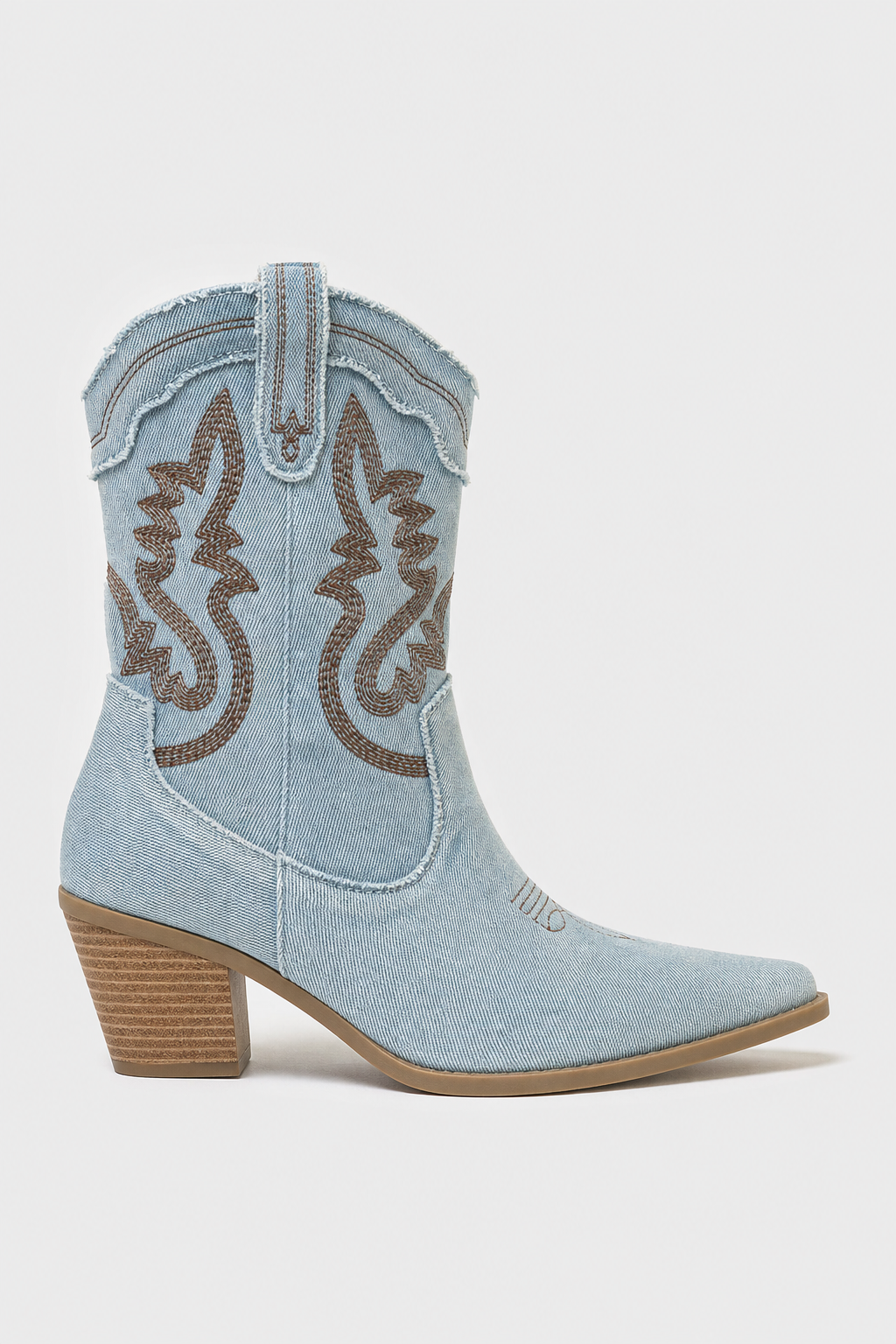 Bottes Santiags en Jean Clair à Broderies Western