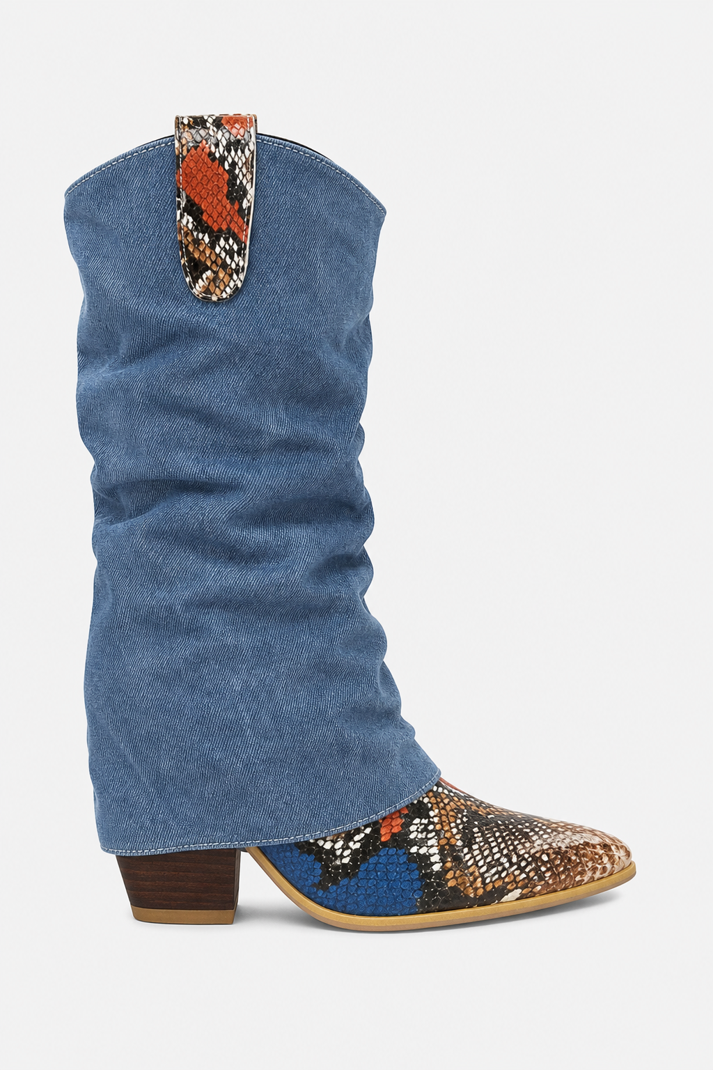 Bottes Santiags en Jean Froissé à Motif Serpent