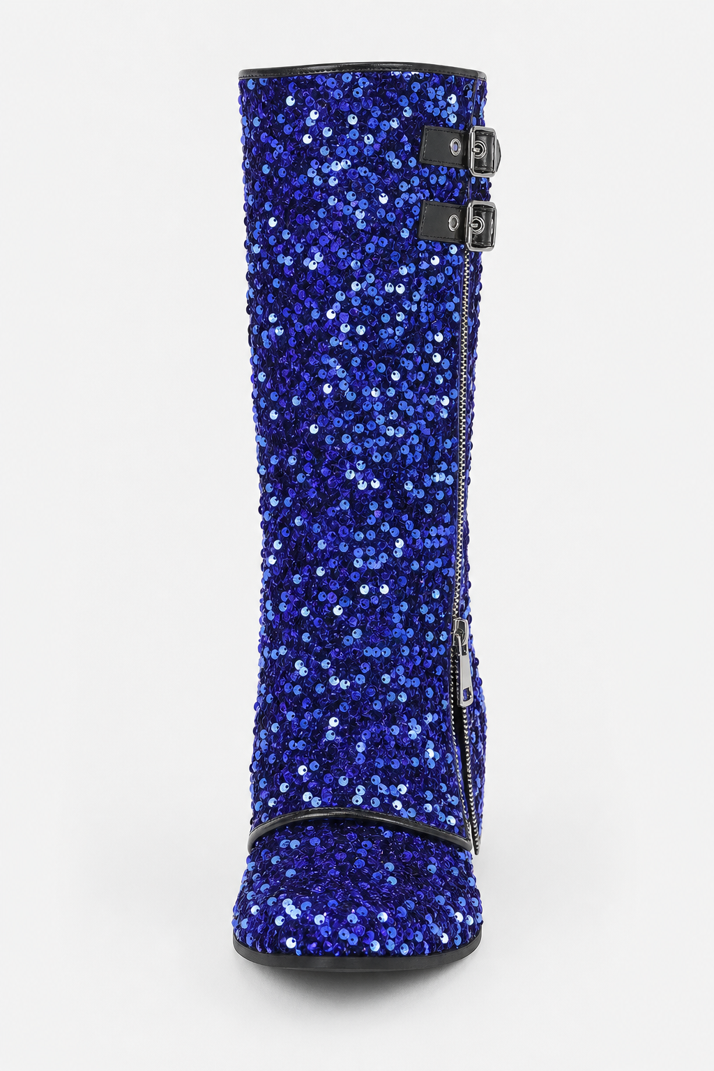 Bottes Santiags Pailletées Bleu Roi à Boucles