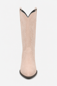 Bottes Santiags en Daim Rose Poudré à Broderies
