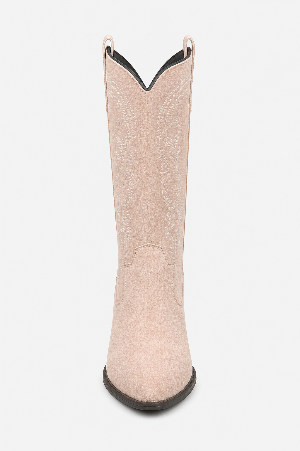 Bottes Santiags en Daim Rose Poudré à Broderies