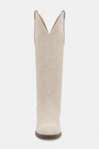Bottes Santiags en Daim Écrues à Broderies Western