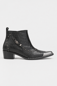 Bottines Homme Noires Effet Crocodile Style Rock