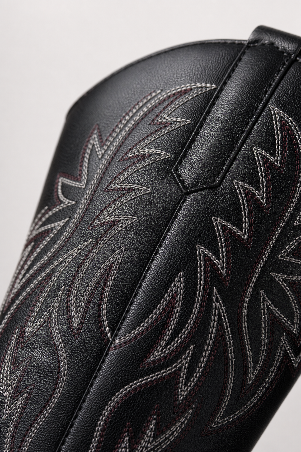 Santiags Noires en Similicuir à Broderies Western