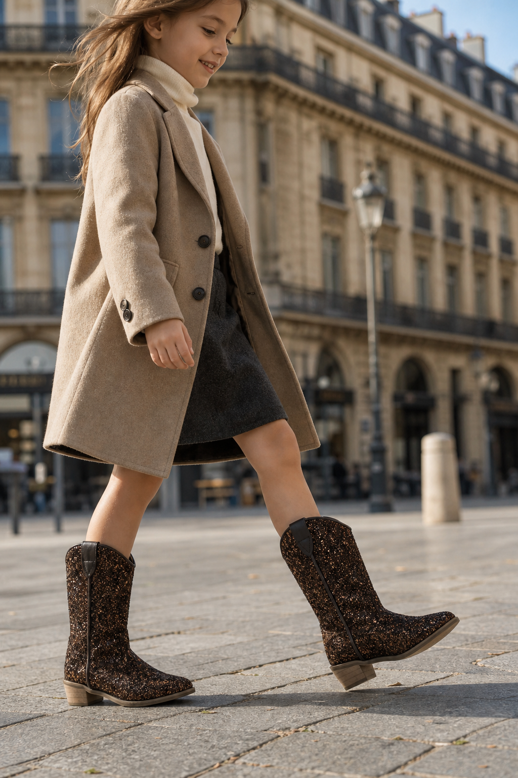 Bottes Santiags pour Enfant Pailletées Marron