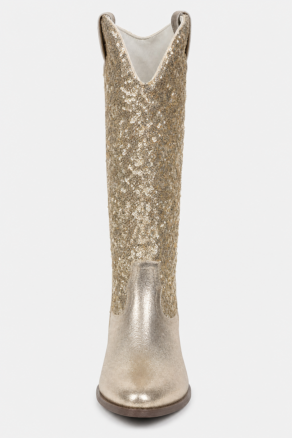 Bottes Santiags à Paillettes Dorées Montantes