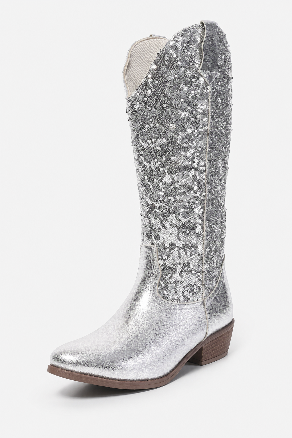 Bottes Santiags Hautes Pailletées Argentées