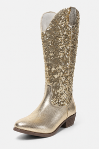 Bottes Santiags à Paillettes Dorées Montantes