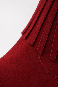 Bottes en Daim Bordeaux à Franges et Talon Haut