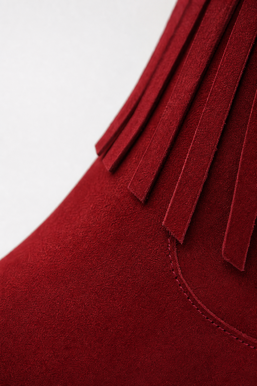 Bottes en Daim Bordeaux à Franges et Talon Haut