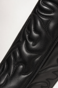 Bottes Santiags Noires Brodées en Similicuir