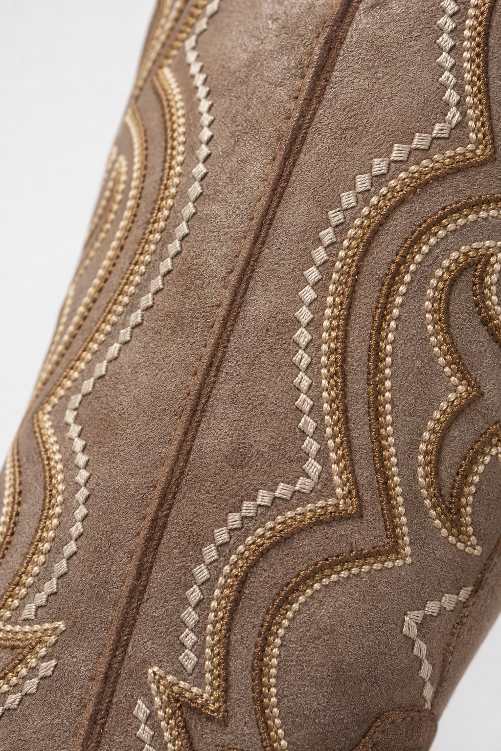 Bottes Santiags Taupe Vieilli à Broderies Dorées