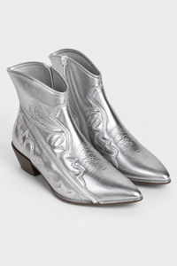 Bottes Santiags Argentées Métallisées à Broderies