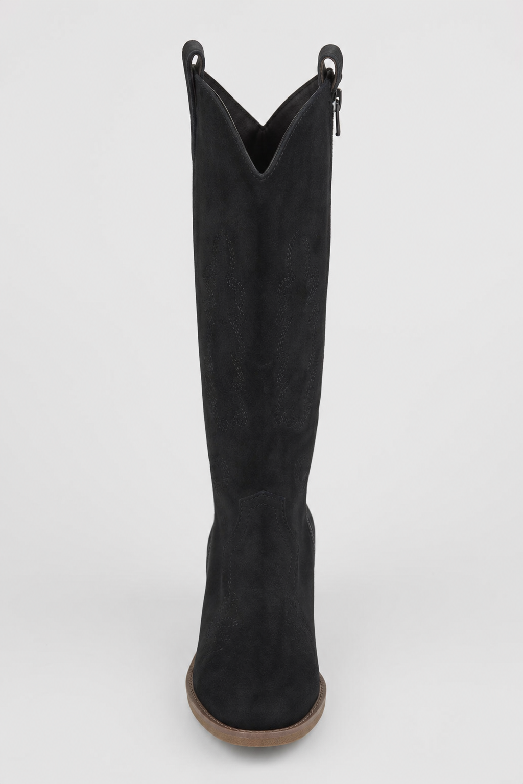 Bottes Santiags Hautes en Daim Noir Brodé