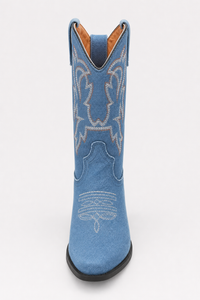 Bottes Santiags en Jean Bleu à Broderies Western