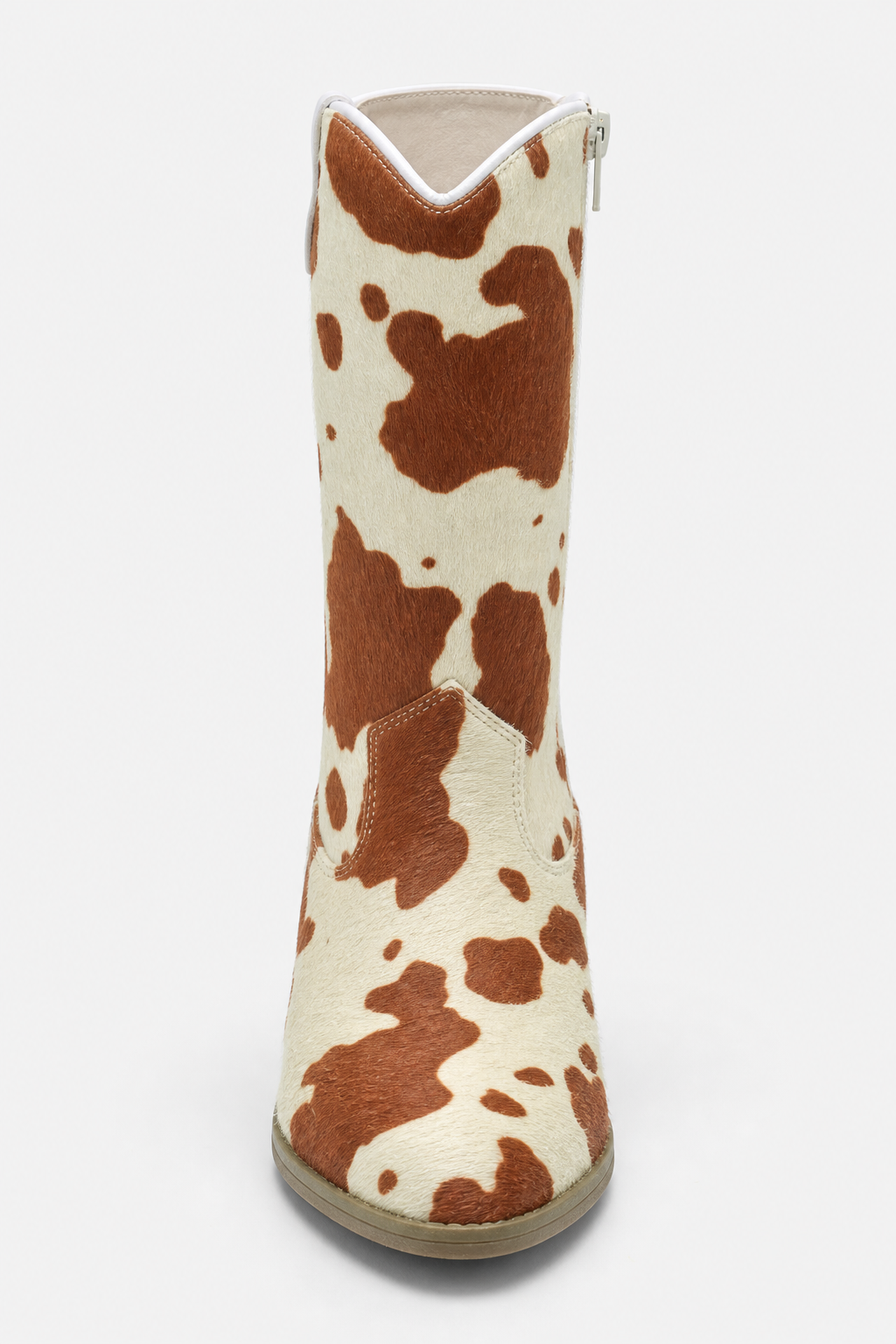 Santiags pour Enfant à Motif Vache Marron et Crème avec Zip