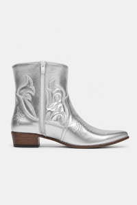 Bottes Santiags Argentées Métallisées à Broderies