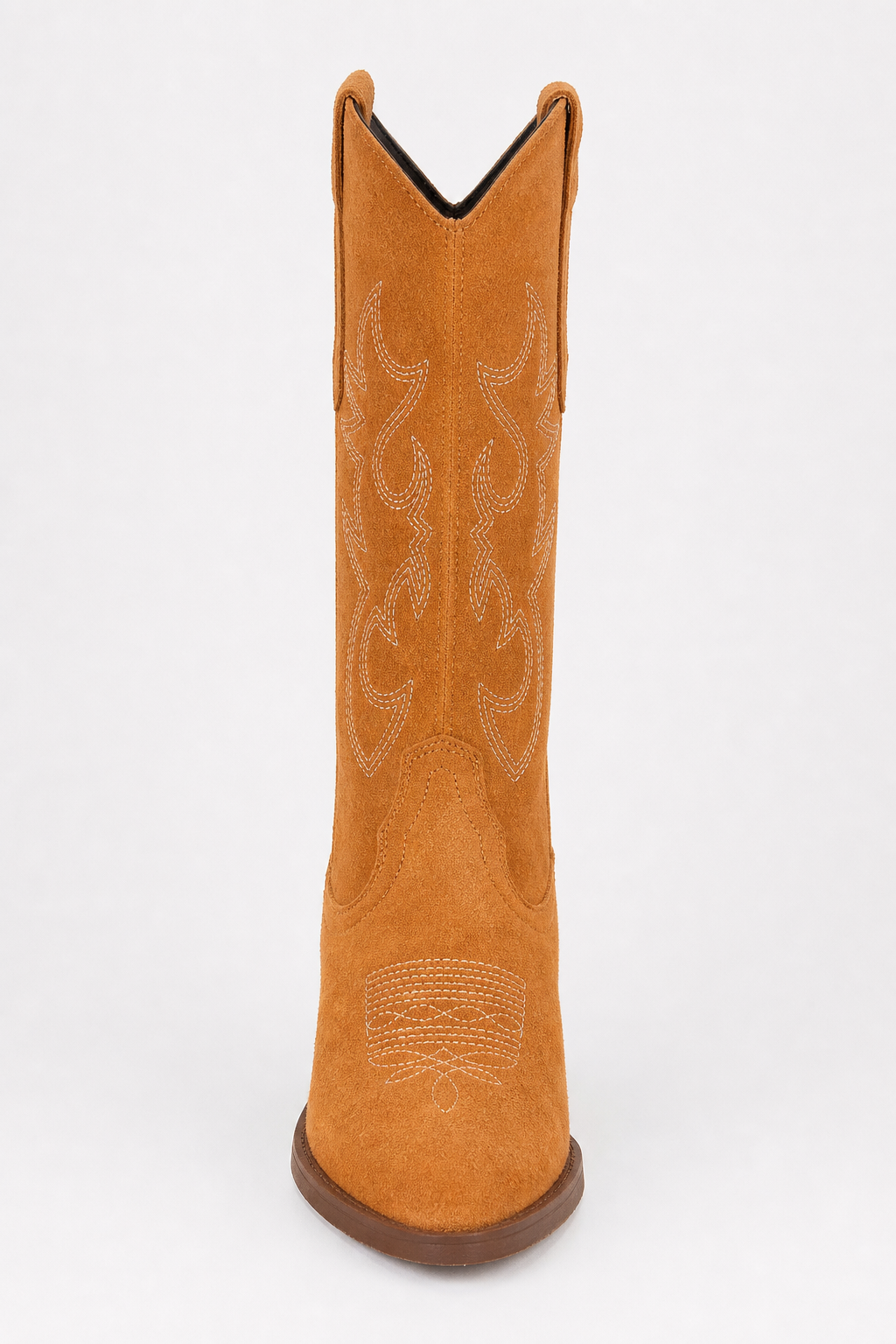 Santiags Mi-Hautes en Daim Fauve à Broderies Western