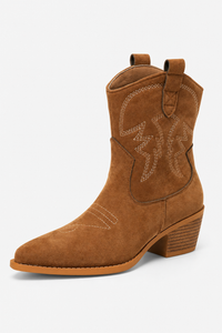 Bottes Santiags en Daim Brun Brodées Western